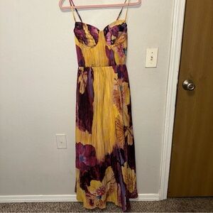 Beautiful Floral Yellow and Purple Maxi Dress